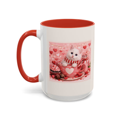 Valentine's Romantic Pussycat Theme 'Purr more Hiss less Stay pawsome' Accent Coffee Mug, 11 oz or 15 oz (Additional Color)