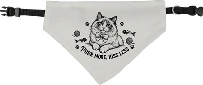 Clip-On Cat Design Pet Bandana — 'Purr More, Hiss Less' Cute Cat Bandana for Cats & Small Pets