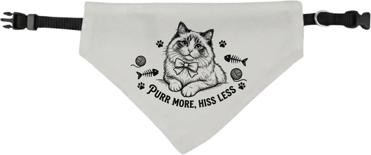 Clip-On Cat Design Pet Bandana — 'Purr More, Hiss Less' Cute Cat Bandana for Cats & Small Pets