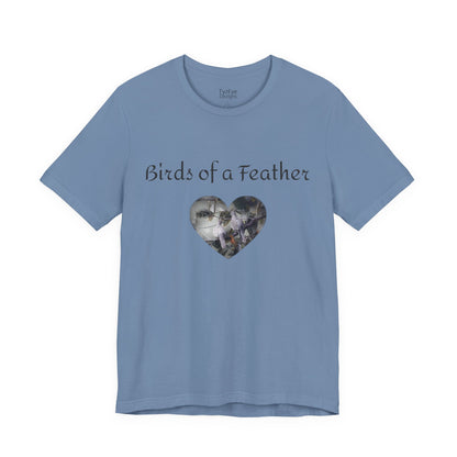 Adult Unisex Heart-Shaped 'Birds of a Feather' Two Doves & 'Two Hearts One Branch' Double-Sided Graphic Tee (Additional Colors)