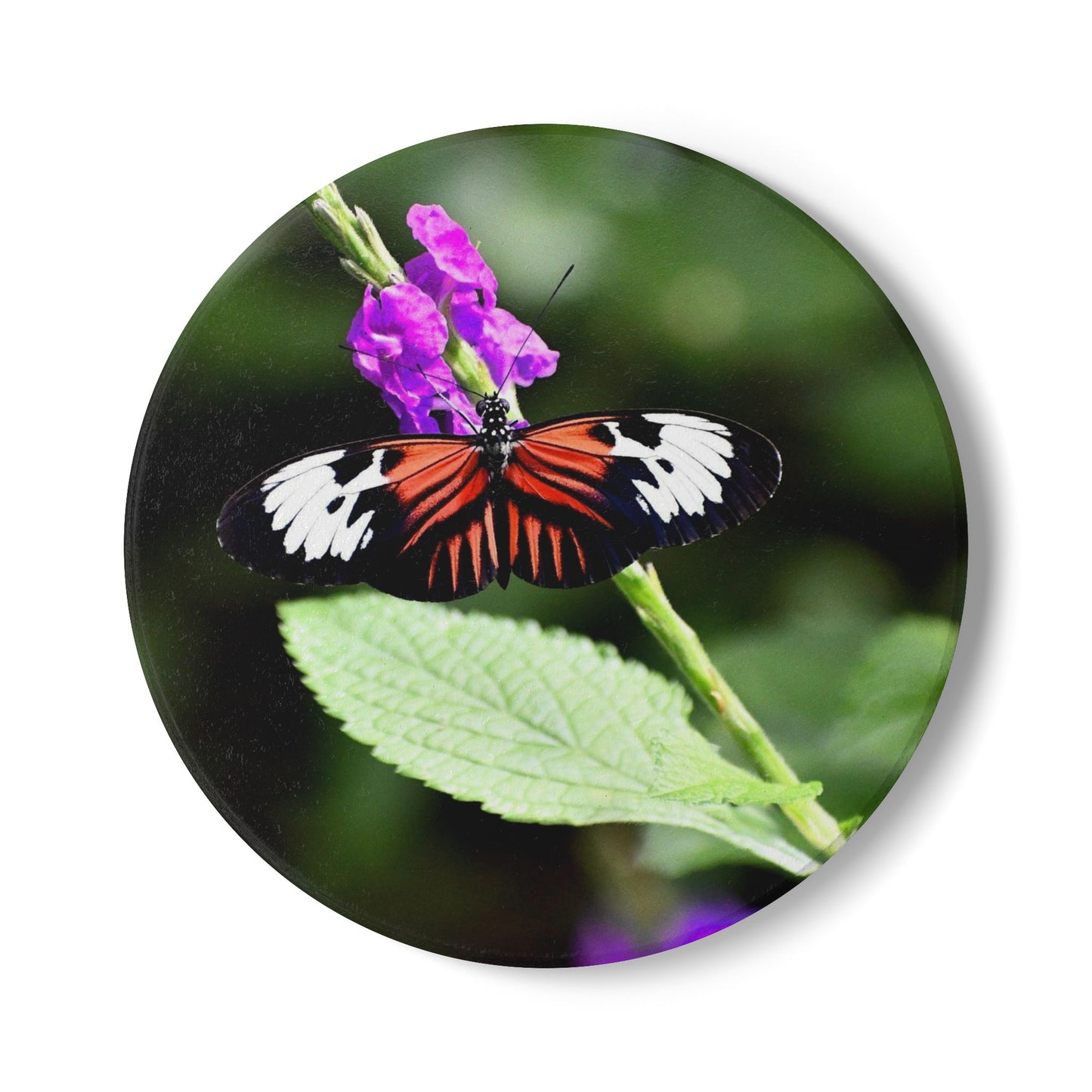 Nature-Inspired Colorful Butterfly and Blossom Collectible Ceramic Drink Coaster, 1 Piece