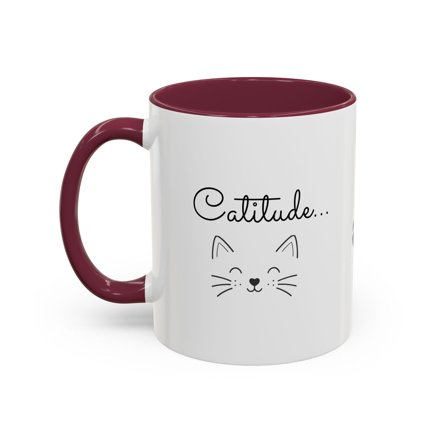 Minimalist Cat Design Color Accent Mug - Catitude - 'Purr More Hiss Less' (Additional Colors)