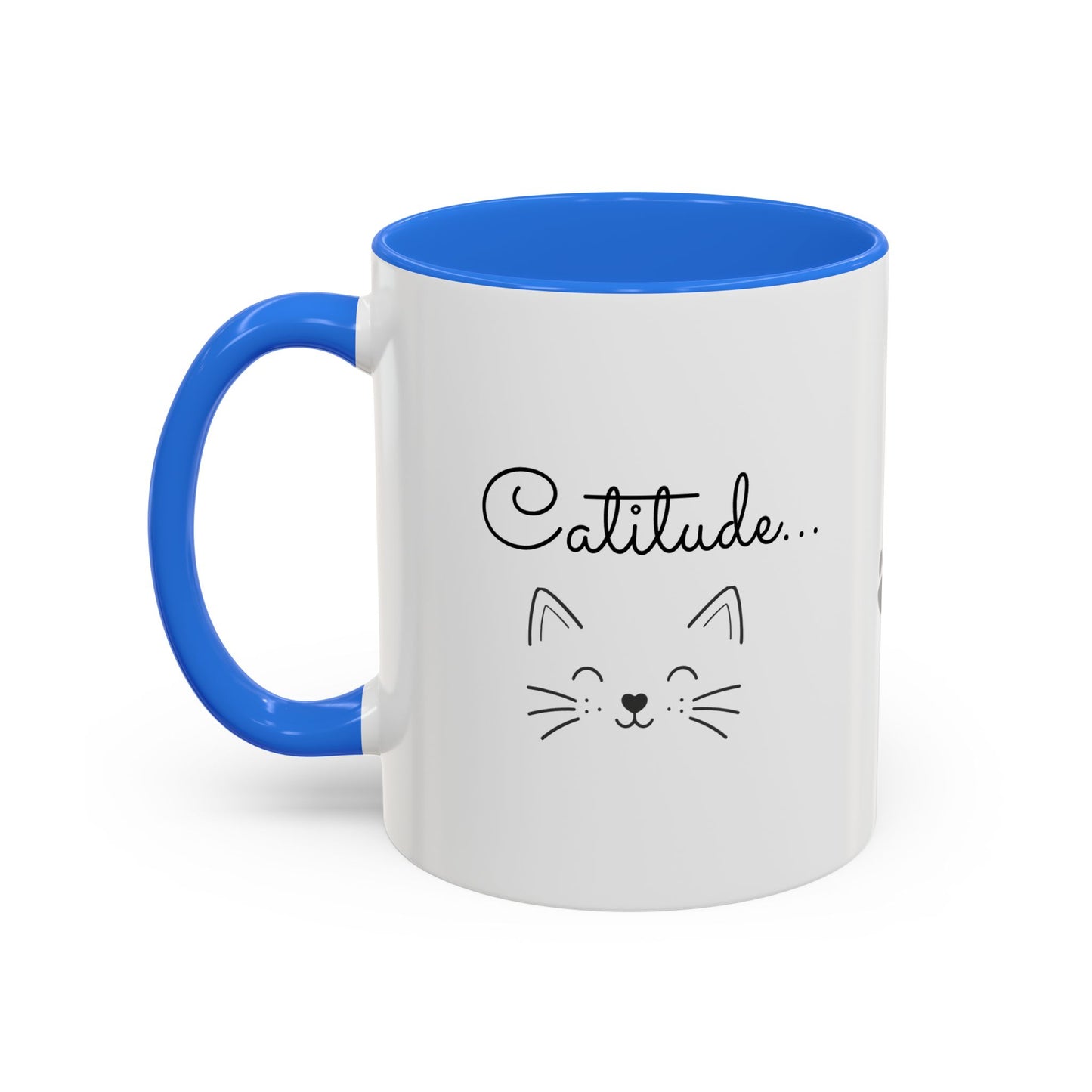 Minimalist Cat Design Color Accent Mug - Catitude - 'Purr More Hiss Less' (Additional Colors)