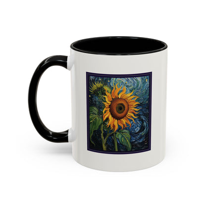 Nature Sunflower Theme Artist-Inspired 'Chase the light that makes you bloom' Accent Coffee Mug (Additional Colors, 11 oz & 15 oz)
