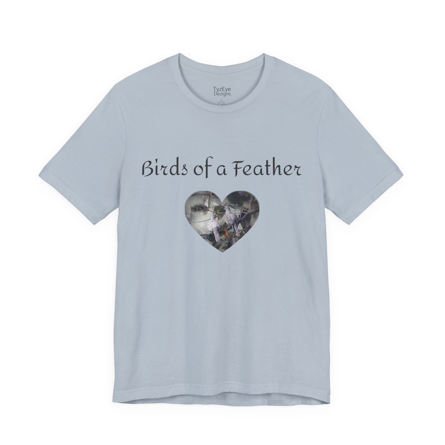 Adult Unisex Heart-Shaped 'Birds of a Feather' Two Doves & 'Two Hearts One Branch' Double-Sided Graphic Tee (Additional Colors)