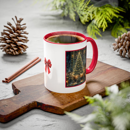NYC Rockefeller Center Christmas Tree Red Accent Mug (11oz & 15oz)