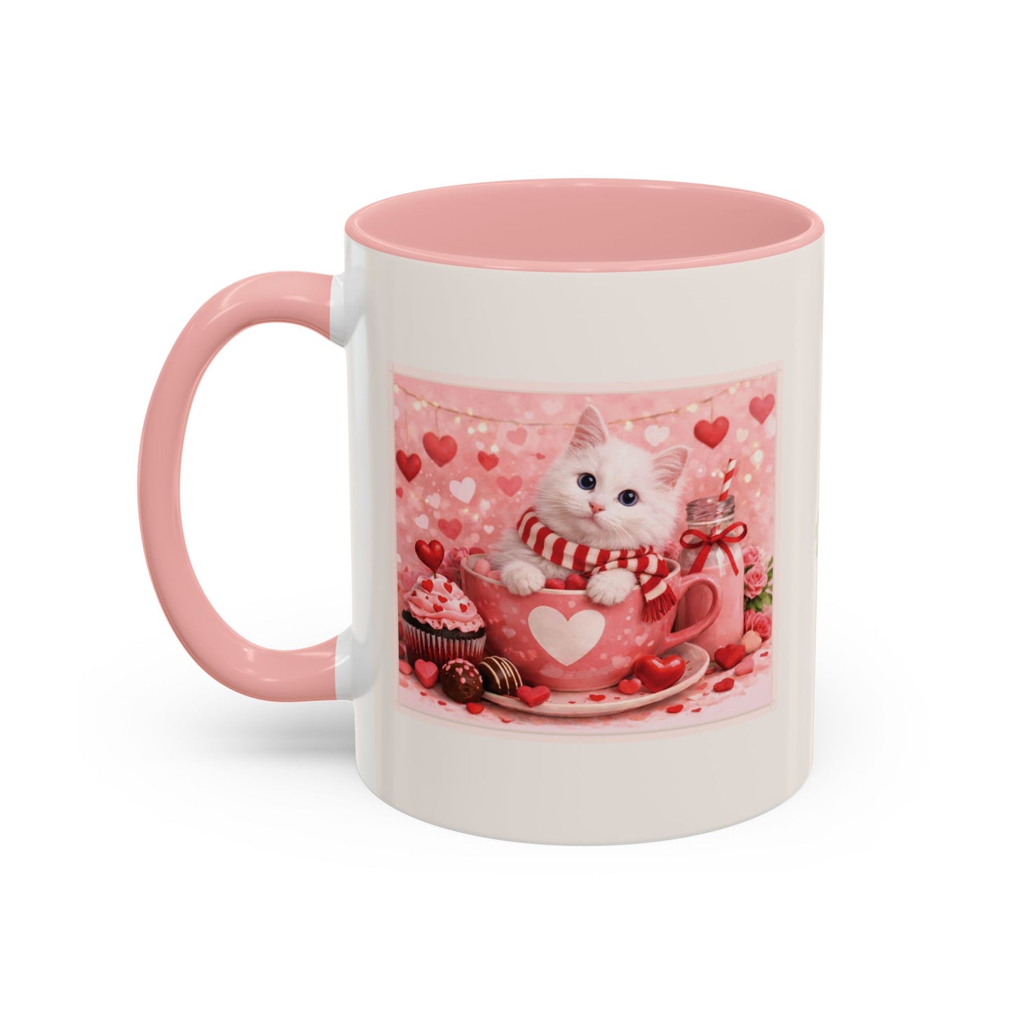 Valentine's Romantic Pussycat Theme 'Purr more Hiss less Stay pawsome' Accent Coffee Mug, 11 oz or 15 oz (Additional Color)