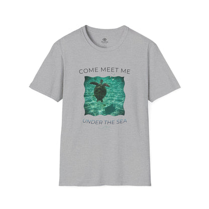 Adult Unisex Aquatic Sea Turtle 'Come Meet Me Under the Sea' Jersey Short Sleeve Tee (Additional Colors)