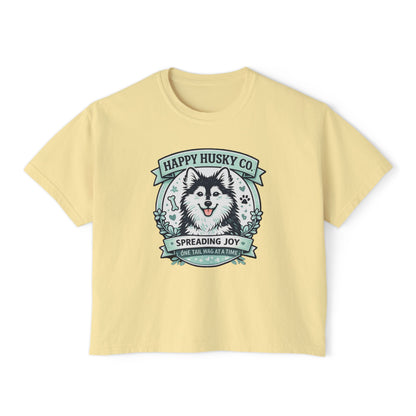 Happy Husky Co. 'Spreading Joy One Tail Wag At A Time' Women's Boxy Tee (Additional Colors)