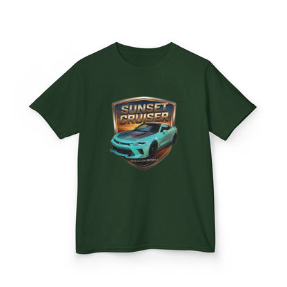Kids 'Sunset Cruiser' Aqua Camaro Sports Car Theme American Muscle Series Graphic Tee (Additional Colors)