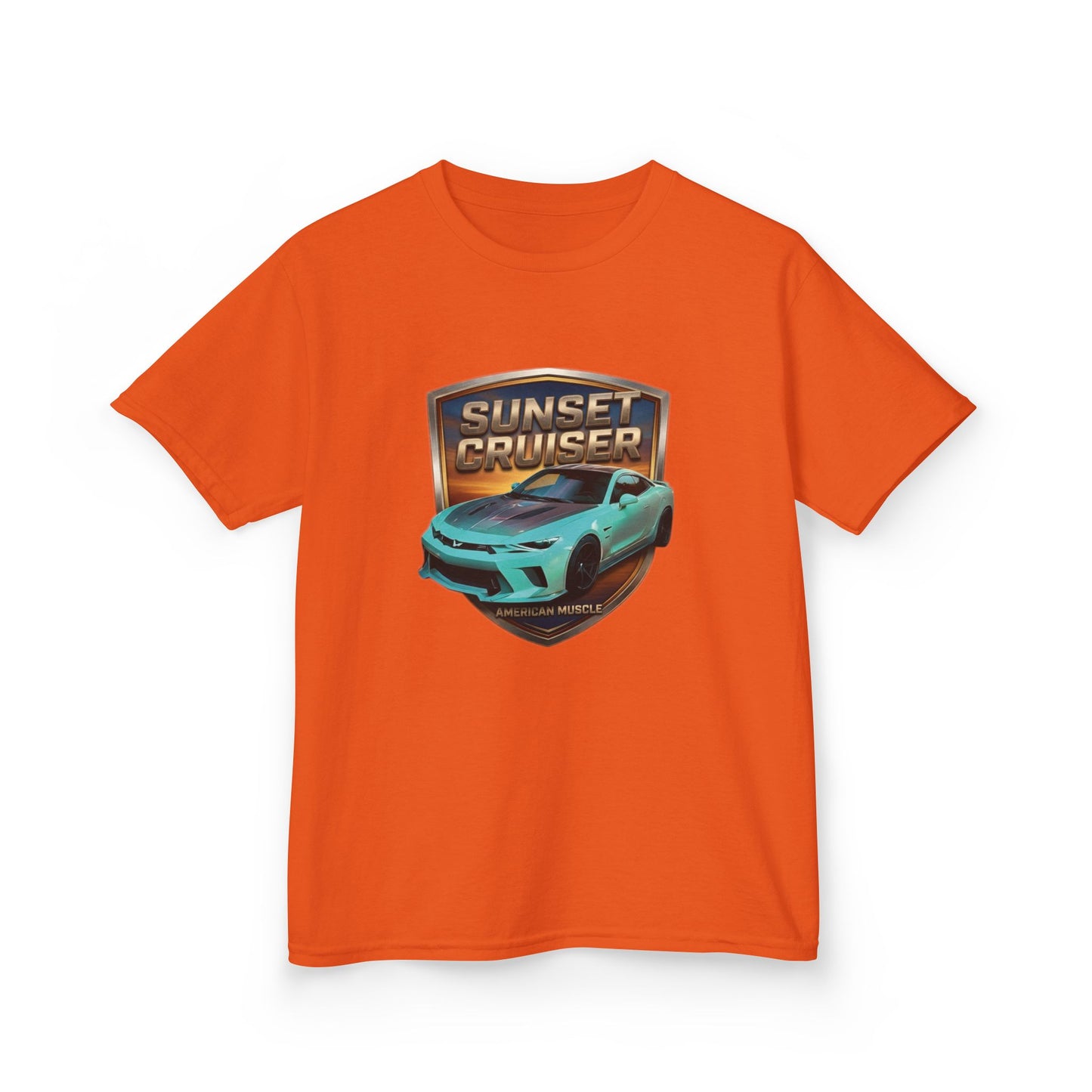 Kids 'Sunset Cruiser' Aqua Camaro Sports Car Theme American Muscle Series Graphic Tee (Additional Colors)