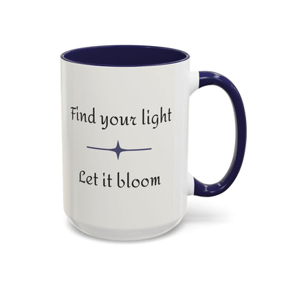 Water Lily Flower Nature Theme Artist-Inspired 'Find your light, Let it bloom' Accent Coffee Mug (Additional Color, 11 oz & 15 oz)