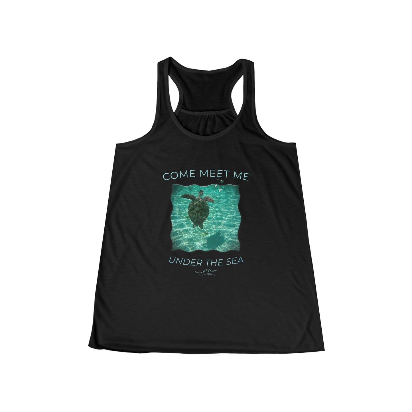 Women's Flowy Aquatic Sea Turtle 'Come Meet Me Under the Sea' Racerback Tank (Additional Colors)