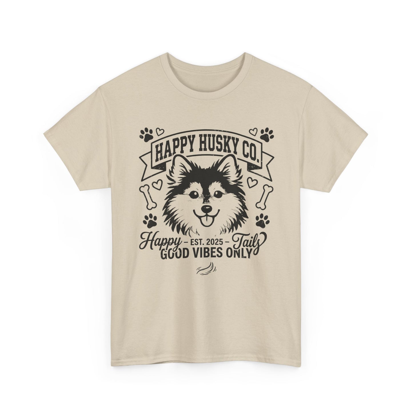 Unisex Adult Happy Husky Co. 'Happy Tails, Good Vibes Only' Graphic Tee (Additional Colors)