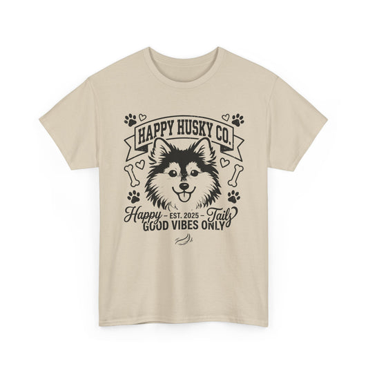 Unisex Adult Happy Husky Co. 'Happy Tails, Good Vibes Only' Graphic Tee (Additional Colors)