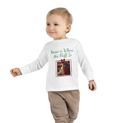 Cozy Toddler Christmas Long Sleeve Tee - 'Home is Where the Fluff Is' (Additional Color)