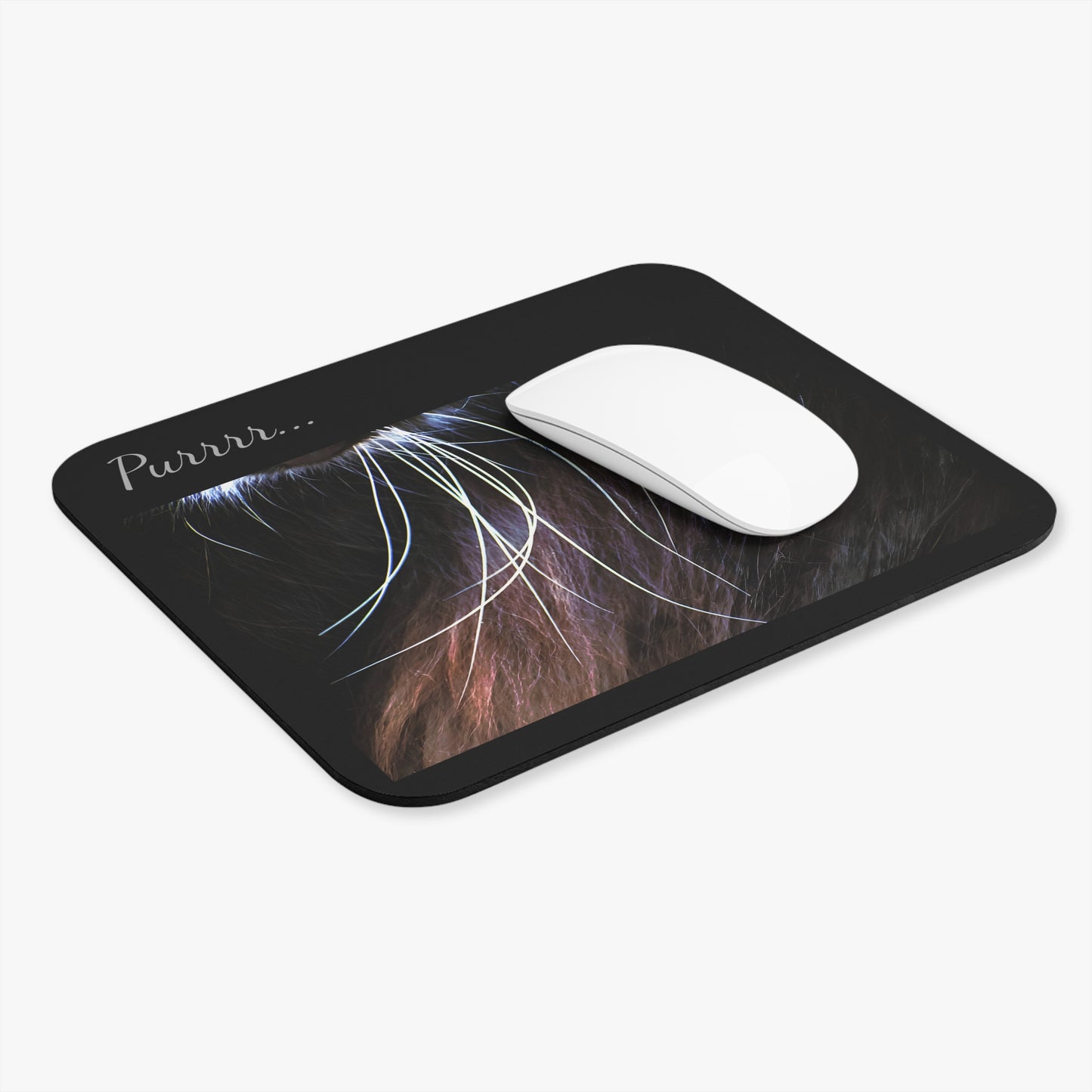 Cat Whiskers Purrrrfect Black Mouse Pad (Rectangle)