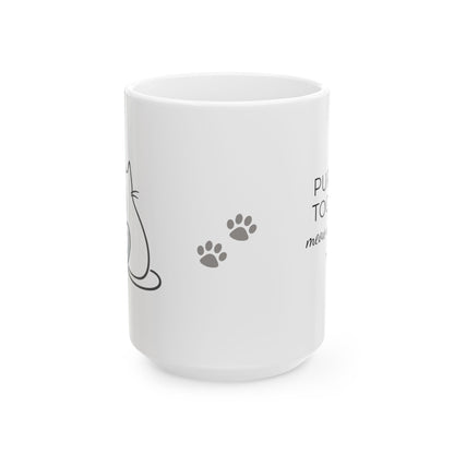 Two Cats and a Heart White Ceramic Mug — "Purrfect Together meow & always" (11oz & 15oz)