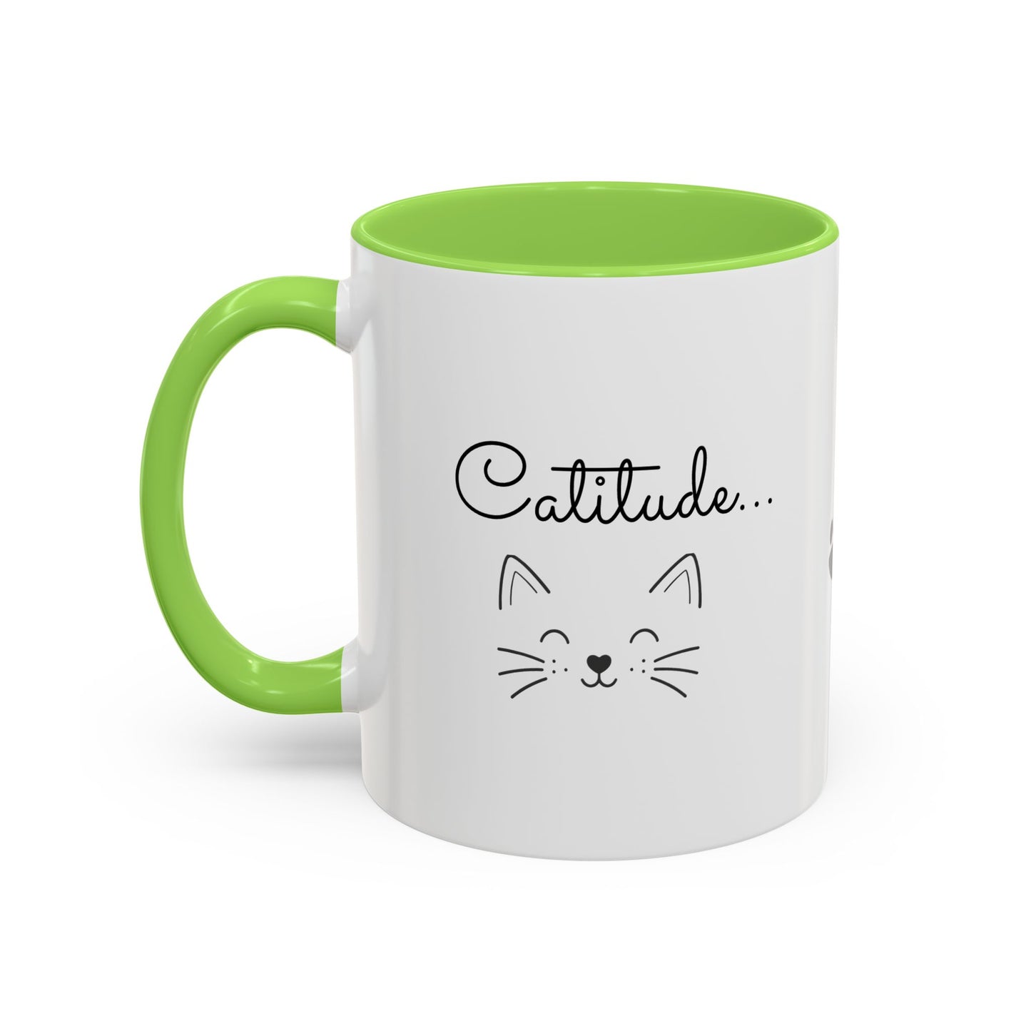 Minimalist Cat Design Color Accent Mug - Catitude - 'Purr More Hiss Less' (Additional Colors)