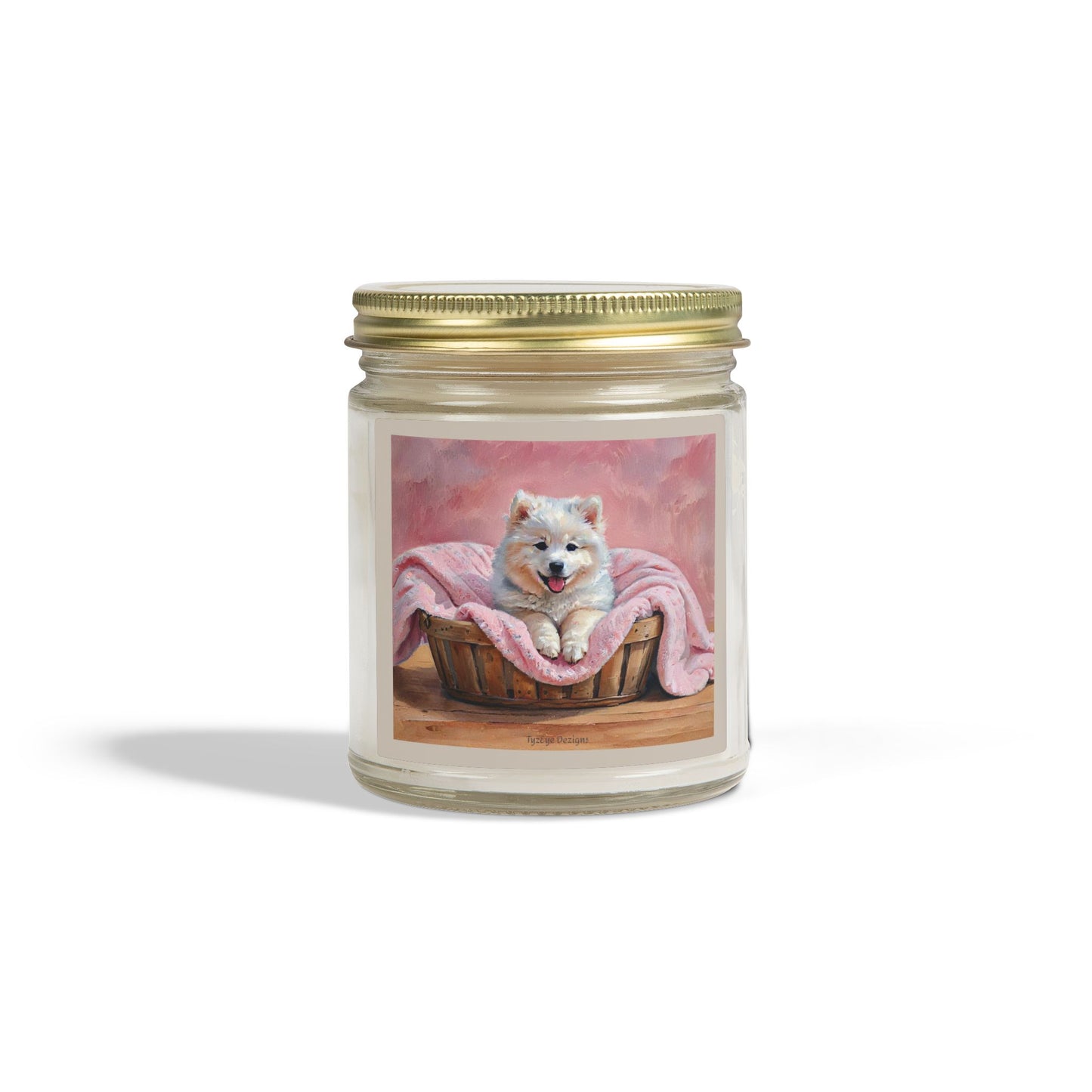 Samoyed in a Basket Artist-Inspired Design Luxe Scented Candle (4oz / 9oz) — Choice of Soothing Home Fragrances