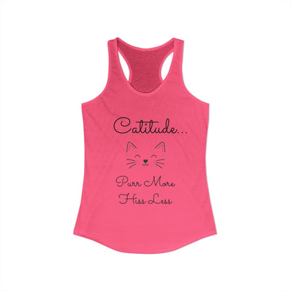Catitude - 'Purr More Hiss Less' Double-Side Design Women's Racerback Tank Top (Additional Colors)