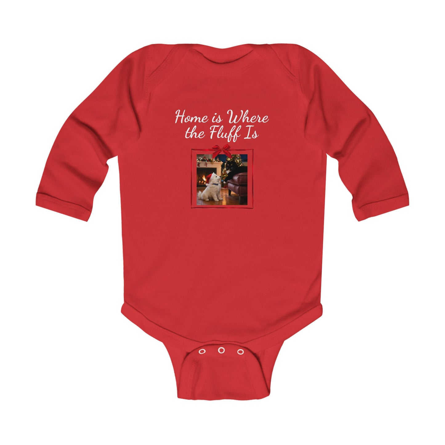 Infant Christmas Theme Bodysuit - 'Home is Where the Fluff Is' (Additional Colors)