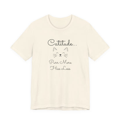 Adult Catitude Tee 'Purr More, Hiss Less' & Cat Silhouette Double-Sided Minimalist Cat T‑Shirt (Additional Colors)