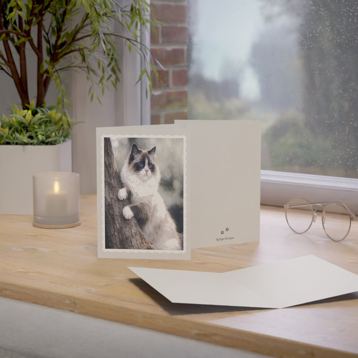 Elegant Ragdoll Cat Greeting Card —  Blank Note for Cat Lovers (1/10/30 pcs)