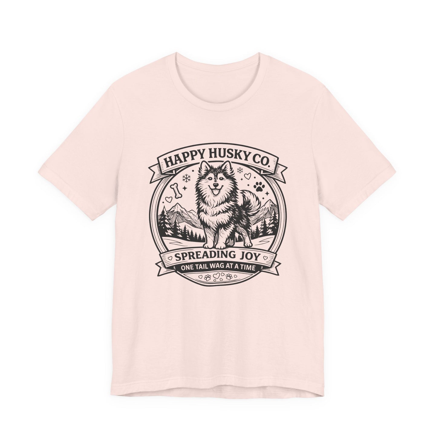 Unisex Happy Husky Co. Design T-Shirt — 'Spreading Joy One Tail Wag At A Time' Graphic Tee (Additional Colors)