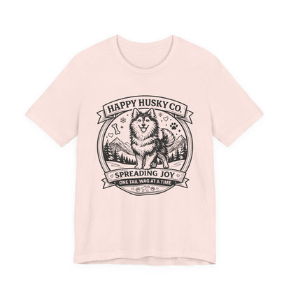 Unisex Happy Husky Co. Design T-Shirt — 'Spreading Joy One Tail Wag At A Time' Graphic Tee (Additional Colors)