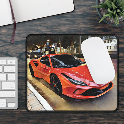 Artsy Orange Sportscar Theme Mouse Pad