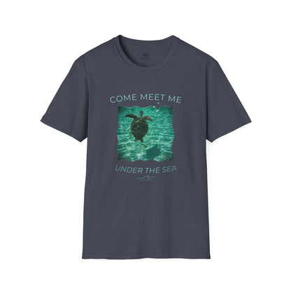 Adult Unisex Aquatic Sea Turtle 'Come Meet Me Under the Sea' Jersey Short Sleeve Tee (Additional Colors)