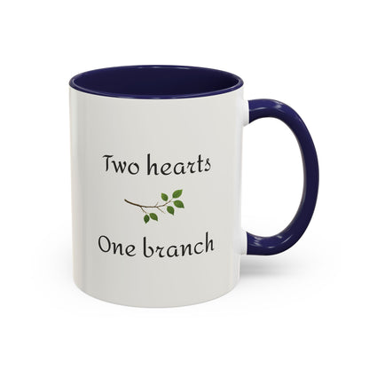 Two Doves Hearts One Branch Romantic Love Accent Coffee Mug (Additional Color)