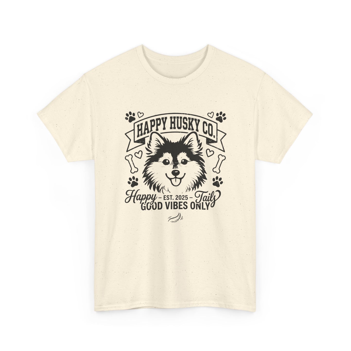 Unisex Adult Happy Husky Co. 'Happy Tails, Good Vibes Only' Graphic Tee (Additional Colors)