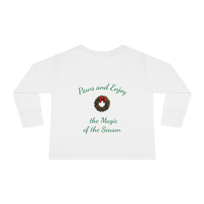 Cozy Toddler Christmas Long Sleeve Tee - 'Home is Where the Fluff Is' (Additional Color)
