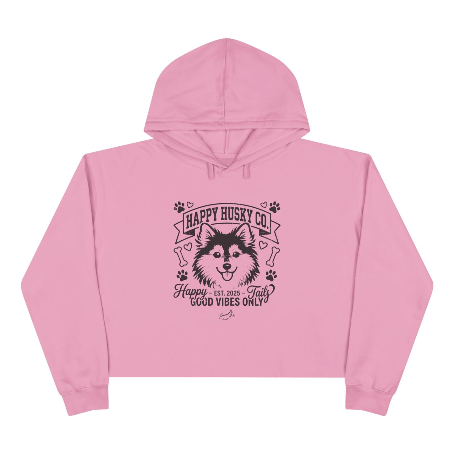 Happy Husky Co. 'Happy Tails, Good Vibes Only' Crop Hoodie (Additional Colors)
