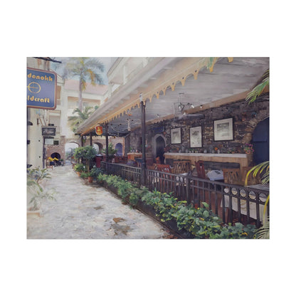 Textured Watercolor-Style Matte Serene Street Scene Art Print