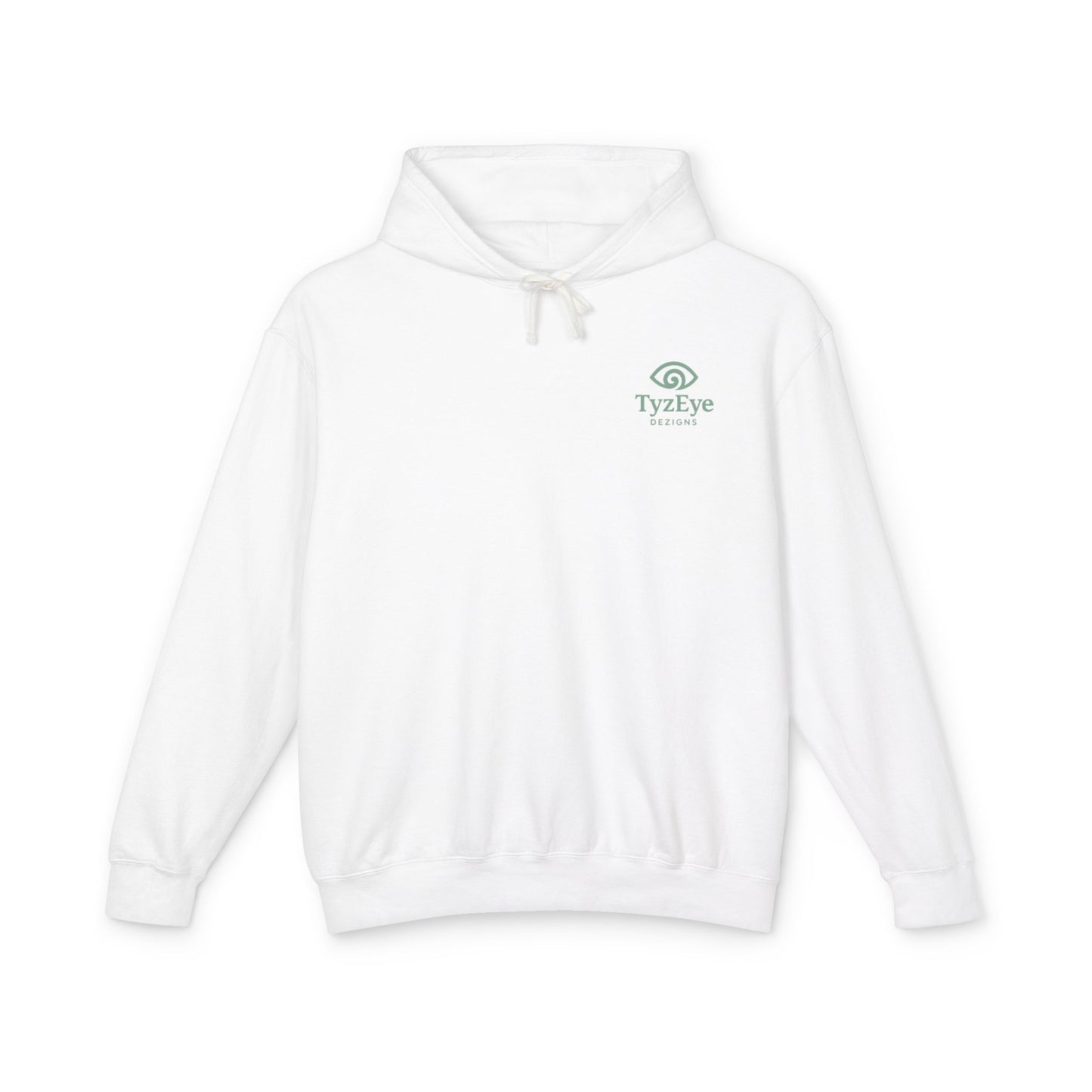 Unisex Adult Coastal Lighthouse Sunset Back Design Hoodie -  'Guided By The Light' Beach Graphic w/ Small Wave Front Logo Lightweight Hooded Sweatshirt (Additional Color)