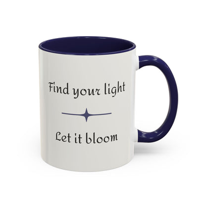 Water Lily Flower Nature Theme Artist-Inspired 'Find your light, Let it bloom' Accent Coffee Mug (Additional Color, 11 oz & 15 oz)