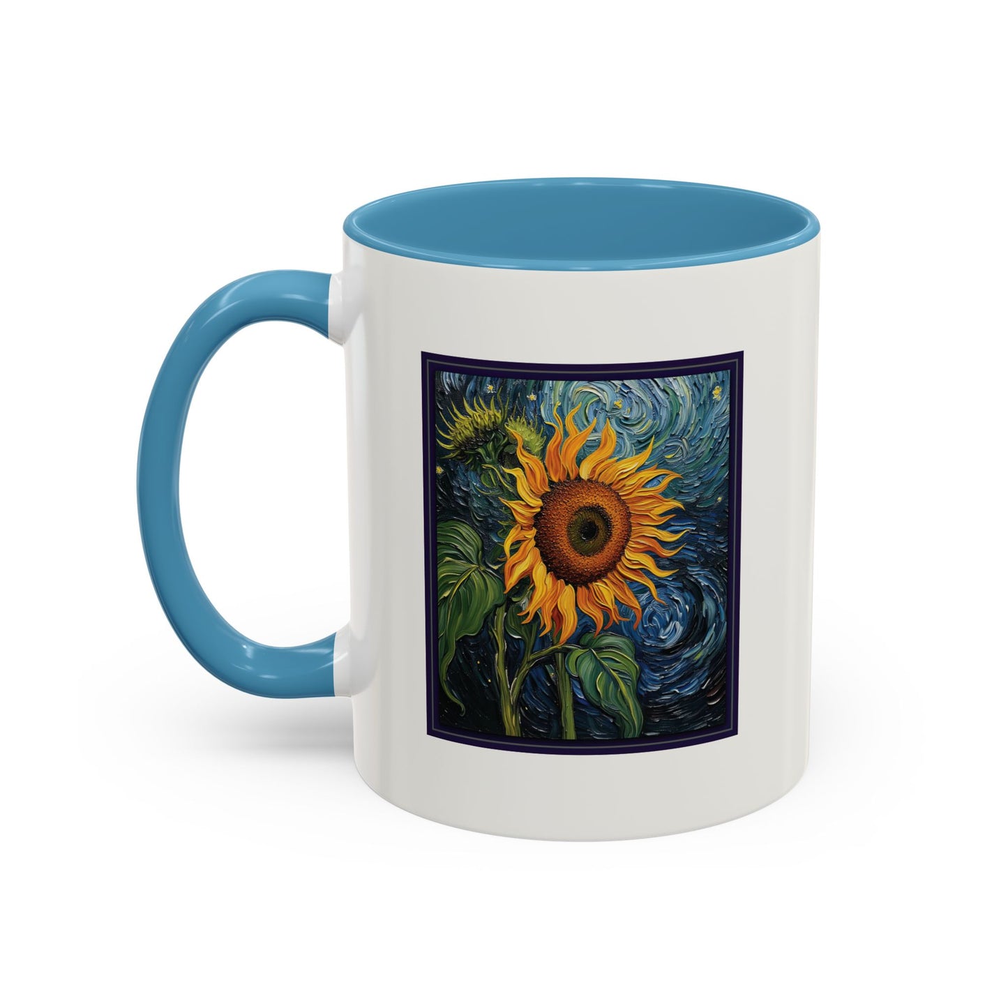 Nature Sunflower Theme Artist-Inspired 'Chase the light that makes you bloom' Accent Coffee Mug (Additional Colors, 11 oz & 15 oz)