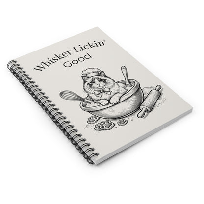 Whisker Lickin' Good Recipe Notebook — Cat in Mixing Bowl Spiral Notebook (Ruled)