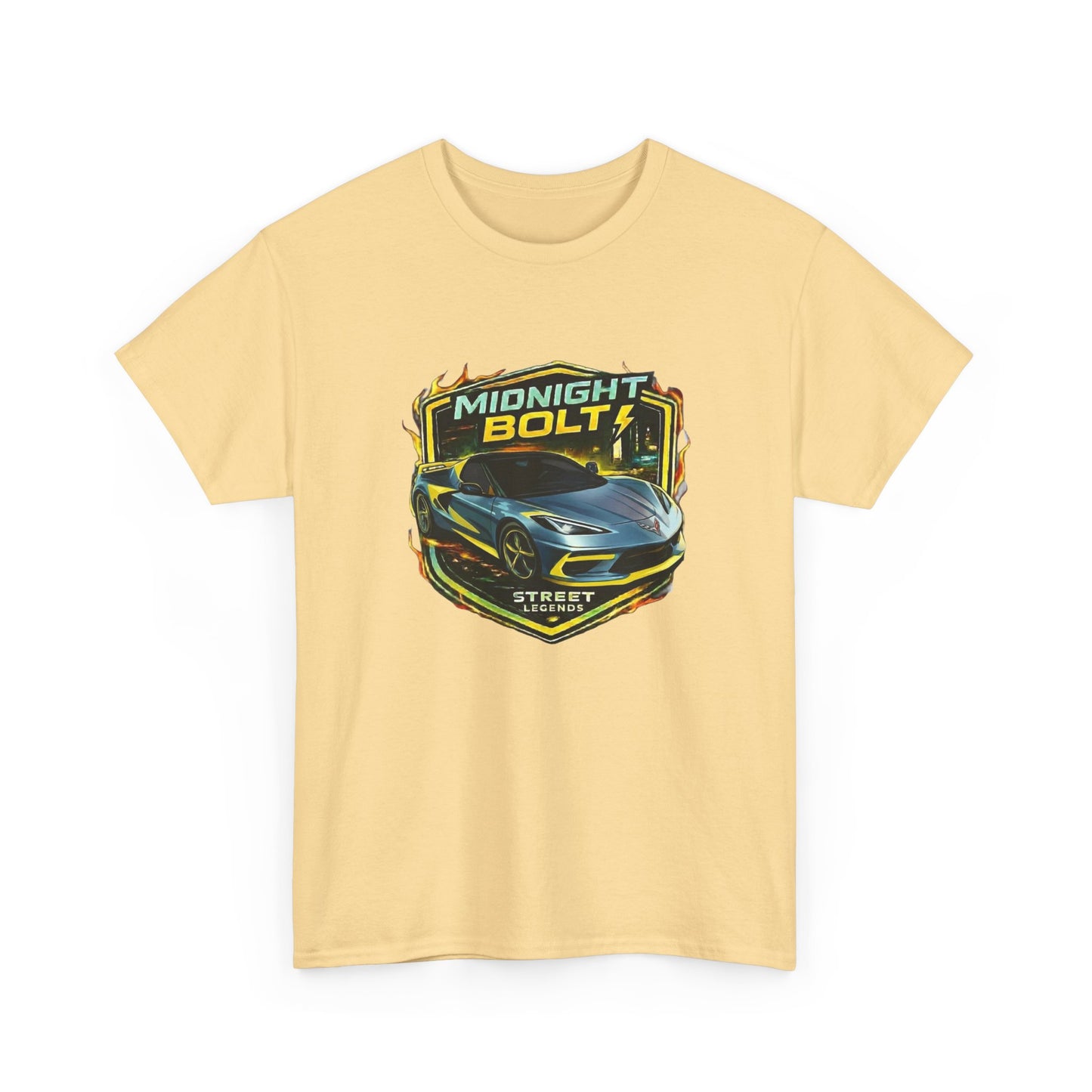Adult Unisex Blue 'Midnight Bolt' Sportscar Theme Street Legends Series Cotton Tee (Additional Colors)