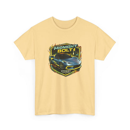 Adult Unisex Blue 'Midnight Bolt' Sportscar Theme Street Legends Series Cotton Tee (Additional Colors)
