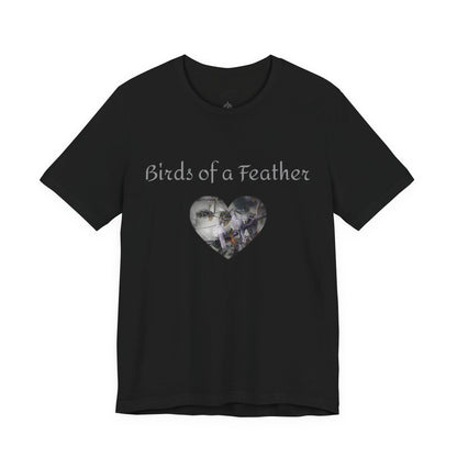 Adult Unisex Heart-Shaped 'Birds of a Feather' Two Doves & 'Two Hearts One Branch' Double-Sided Graphic Tee (Additional Colors)