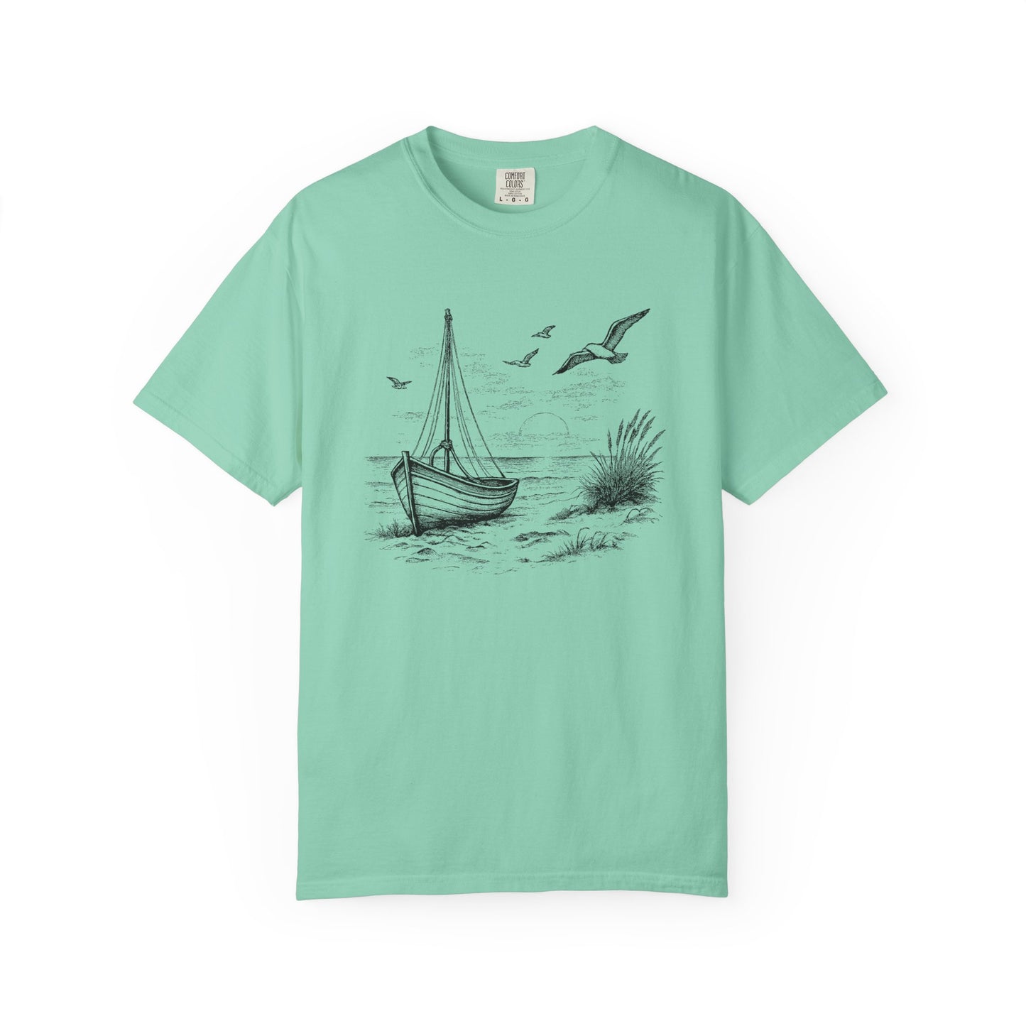 Unisex Adult Sailboat Nautical Double-Sided Tee - 'Set Your Course by the Stars Not the Storm' Motivational Shirt (Additional Colors)