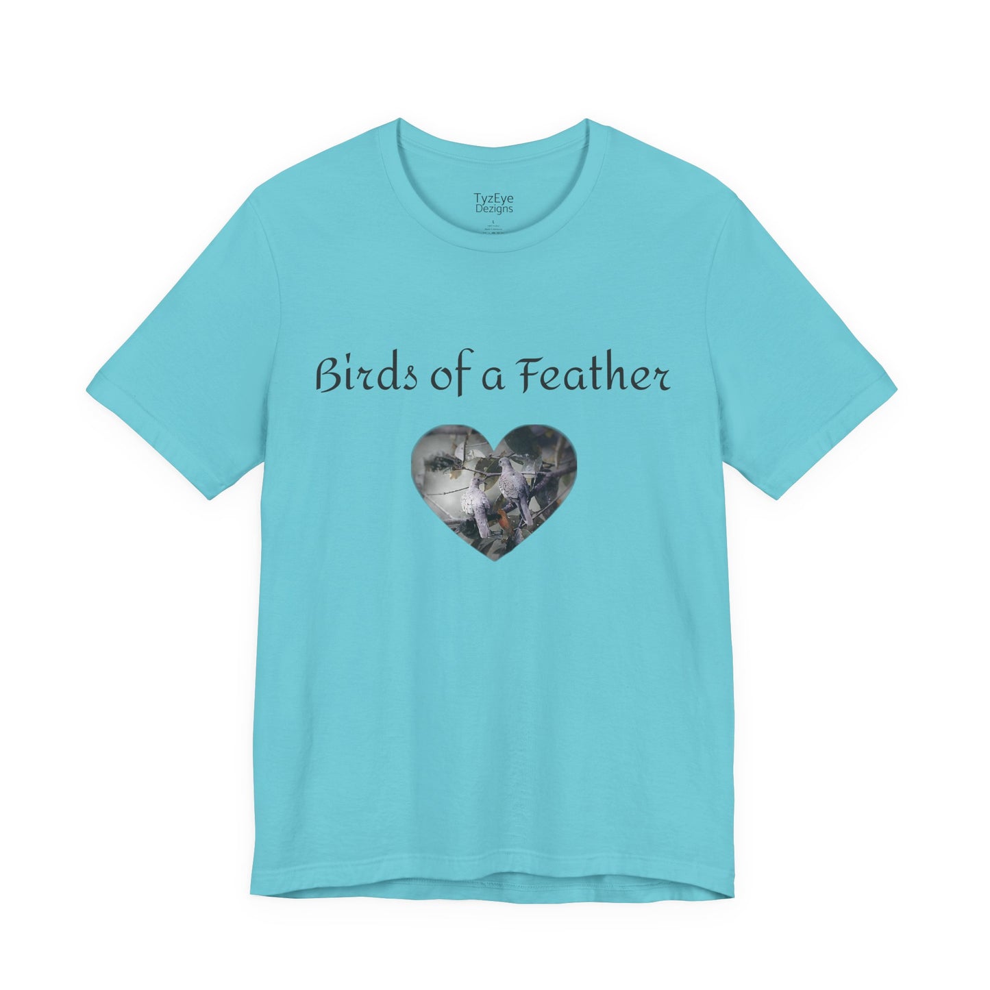Adult Unisex Heart-Shaped 'Birds of a Feather' Two Doves & 'Two Hearts One Branch' Double-Sided Graphic Tee (Additional Colors)