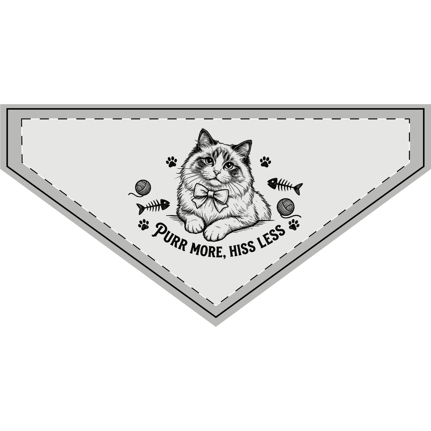 Clip-On Cat Design Pet Bandana — 'Purr More, Hiss Less' Cute Cat Bandana for Cats & Small Pets