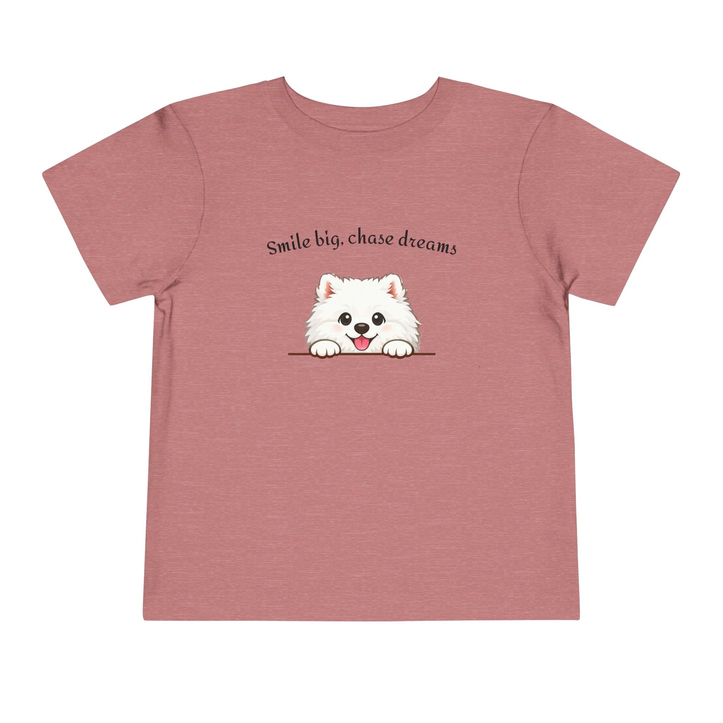 Unisex Toddler Tee 'Smile Big, Chase Dreams' Cute Fluffy Samoyed Puppy Design (Additional Colors)