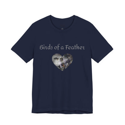 Adult Unisex Heart-Shaped 'Birds of a Feather' Two Doves & 'Two Hearts One Branch' Double-Sided Graphic Tee (Additional Colors)