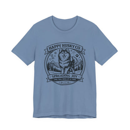 Unisex Happy Husky Co. Design T-Shirt — 'Spreading Joy One Tail Wag At A Time' Graphic Tee (Additional Colors)
